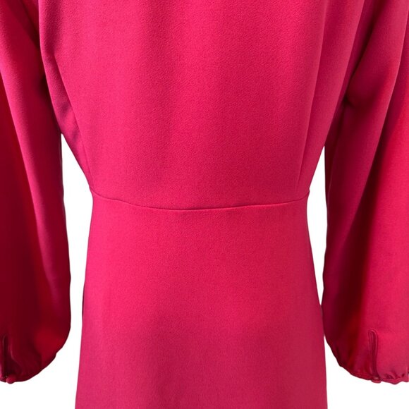 ZARA M Vintage-Inspired Fuchsia Dress Button Front & Long Sleeves - Picture 12 of 15